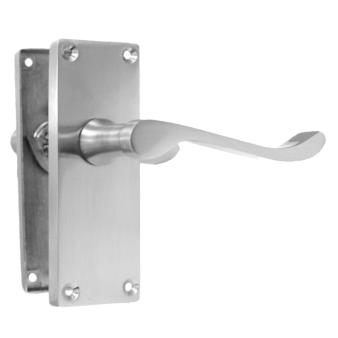 Door Handles Scroll Lever Internal Latch - Chrome Satin Pack Hinges 118 x 40mm