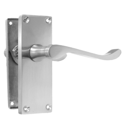 Door Handles Scroll Lever Internal Latch - Chrome Satin Pack Hinges 118 x 40mm