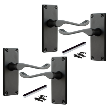 Poignées de porte à levier à défilement et loquet interne - Noir mat, 1/4/6 paires
