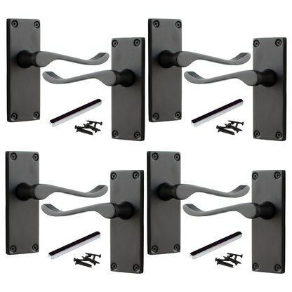 Poignées de porte à levier à défilement et loquet interne - Noir mat, 1/4/6 paires