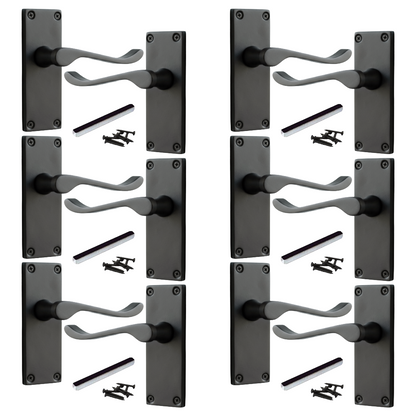 Poignées de porte à levier à défilement et loquet interne - Noir mat, 1/4/6 paires