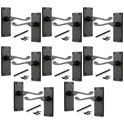 Poignées de porte à levier à défilement et loquet interne - Noir mat, 1/4/6 paires