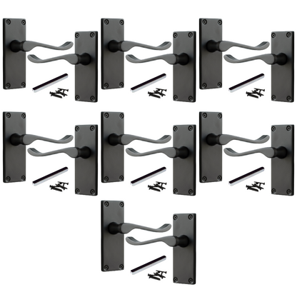 Poignées de porte à levier à défilement et loquet interne - Noir mat, 1/4/6 paires