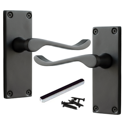 Poignées de porte à levier à défilement et loquet interne - Noir mat, 1/4/6 paires