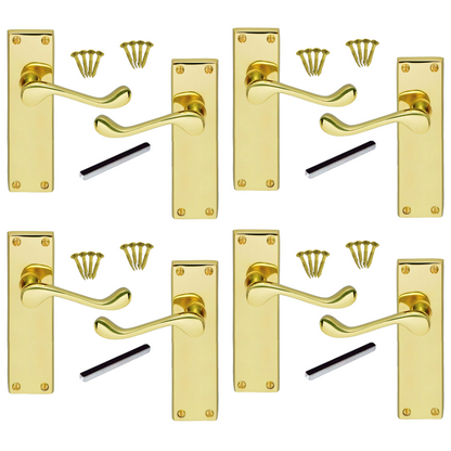 MULTIPACK Door Handle Modern Victorian Scroll Handles 150mm Latch - Brass 1/4/6 Pairs