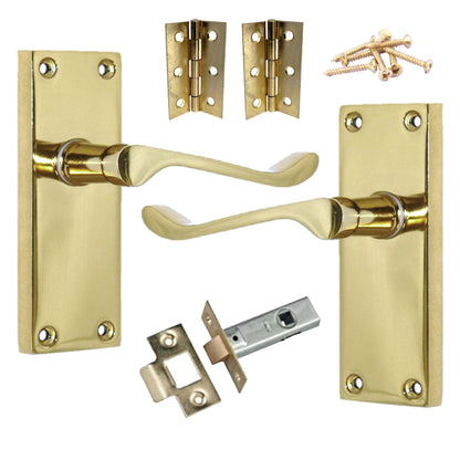 Marketplace JPG companion for Door Handles Scroll Lever Internal Latch - Brass Pack Hinges 118 X 40mm