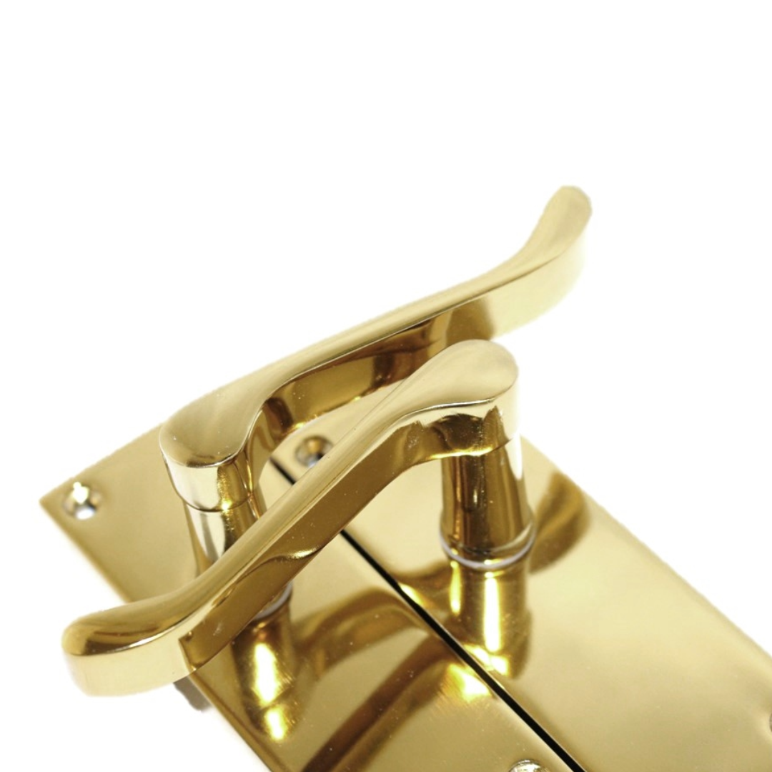 Door Handles Scroll Lever Internal Latch - Brass Pack Hinges 118 x 40mm