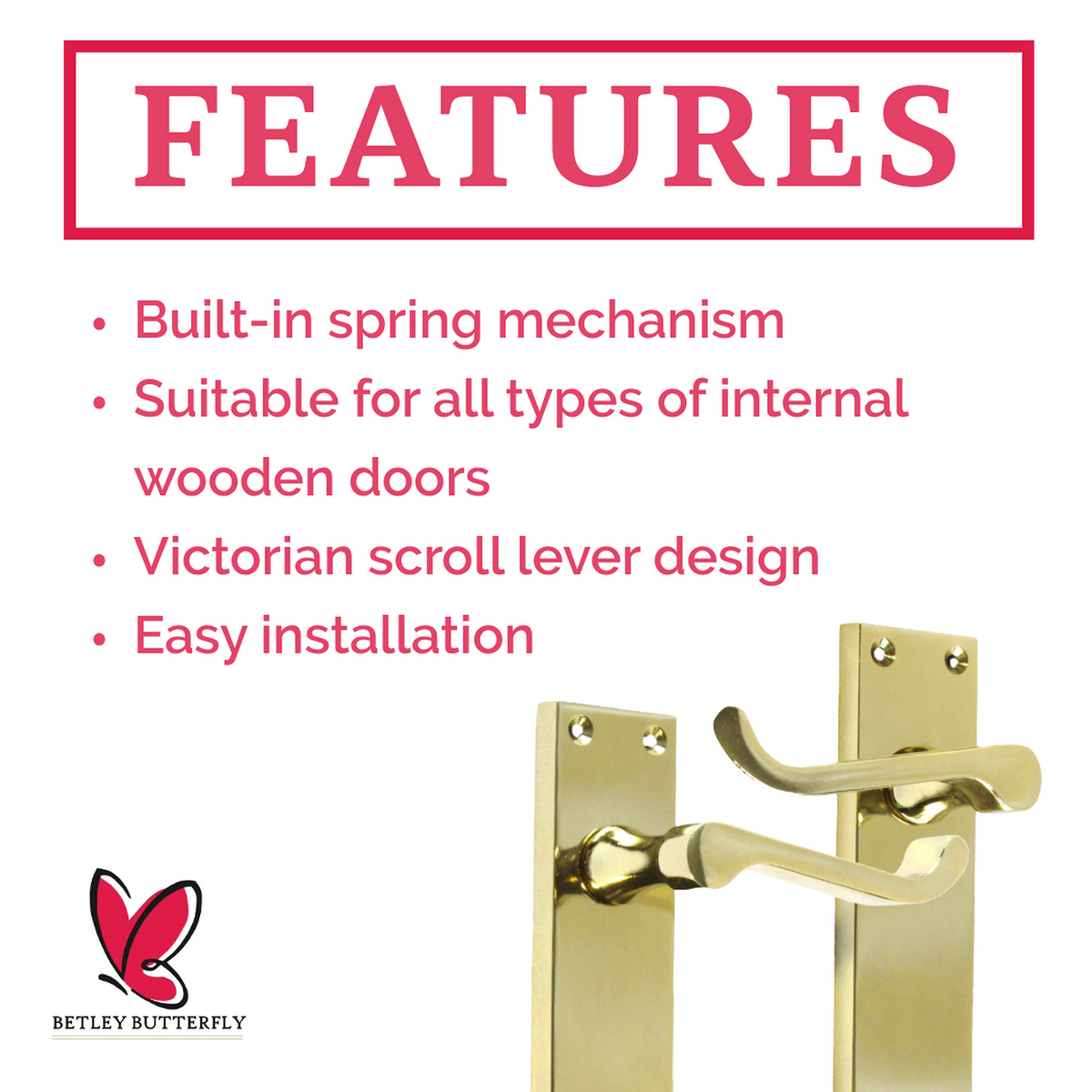 Multipack Door Handle Modern Victorian Scroll Handles 150mm Latch - Brass 1-8 Pairs