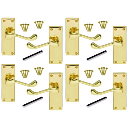 Marketplace JPG companion for Multipack Door Handle Modern Victorian Scroll Handles Latch - Brass 1/4/6 Pairs - 118mm X 40mm