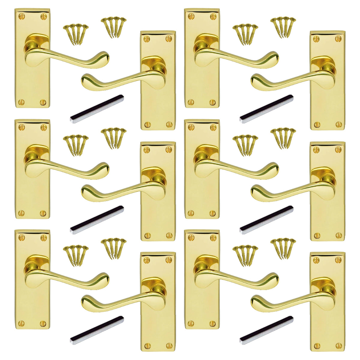 Marketplace JPG companion for Multipack Door Handle Modern Victorian Scroll Handles Latch - Brass 1/4/6 Pairs - 118mm X 40mm