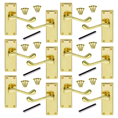 Marketplace JPG companion for Multipack Door Handle Modern Victorian Scroll Handles Latch - Brass 1/4/6 Pairs - 118mm X 40mm