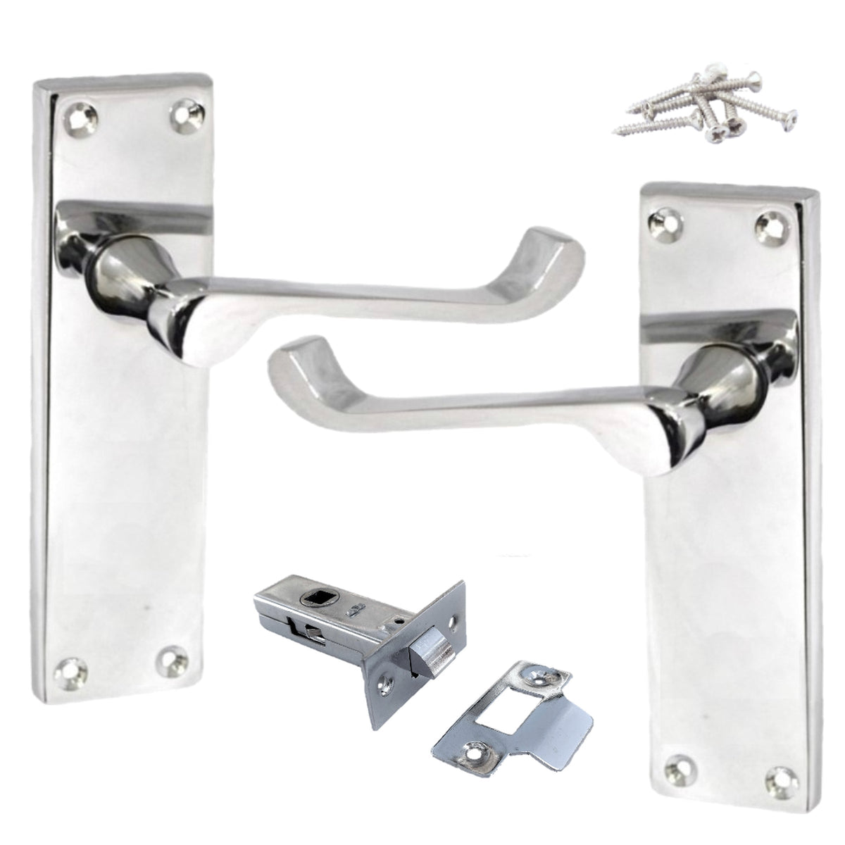 Marketplace JPG companion for Door Handles Victorian Scroll Lever Latch - Chrome Pack 150 X 40mm