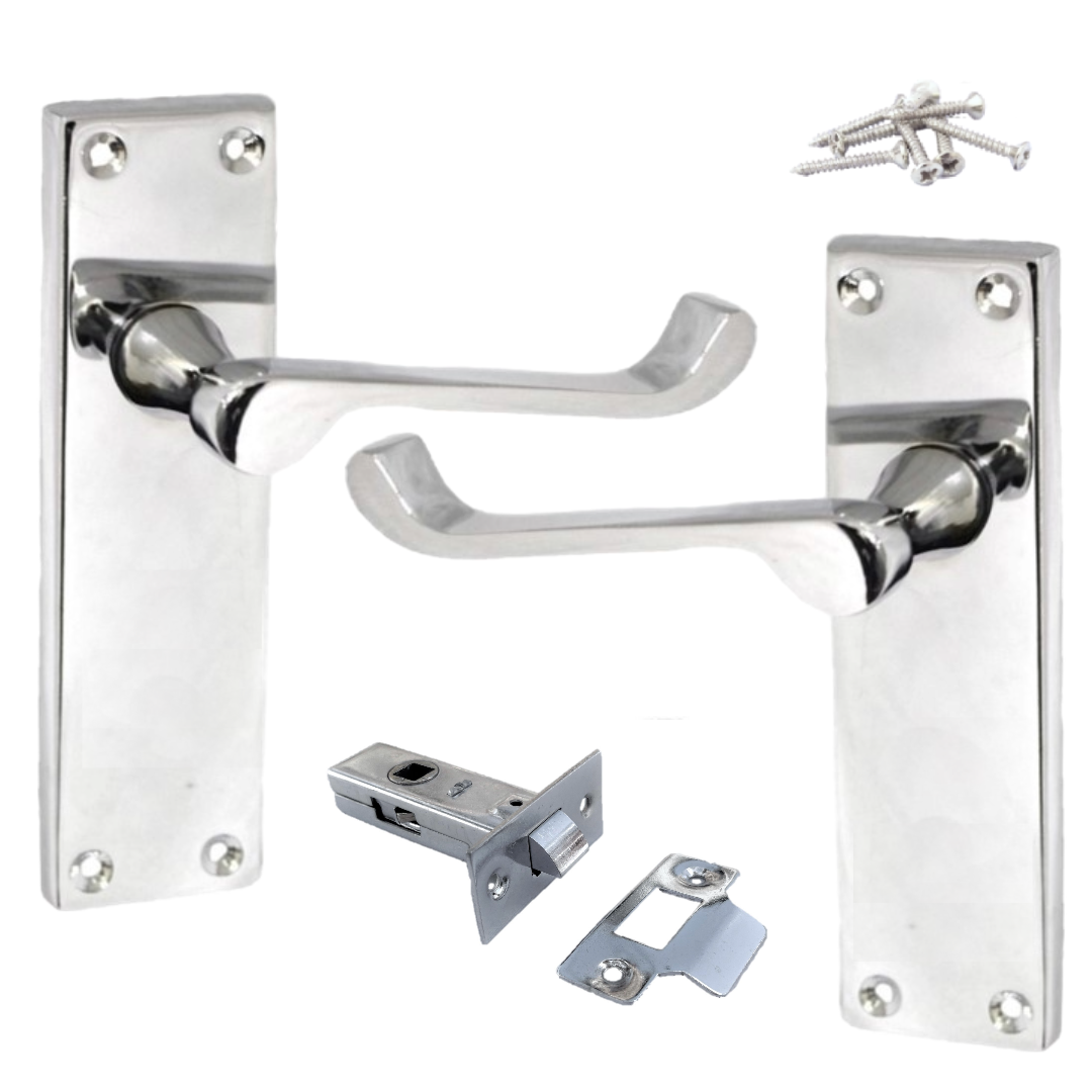 Poignées de porte victoriennes à levier et loquet chromé, pack de 150 x 40 mm