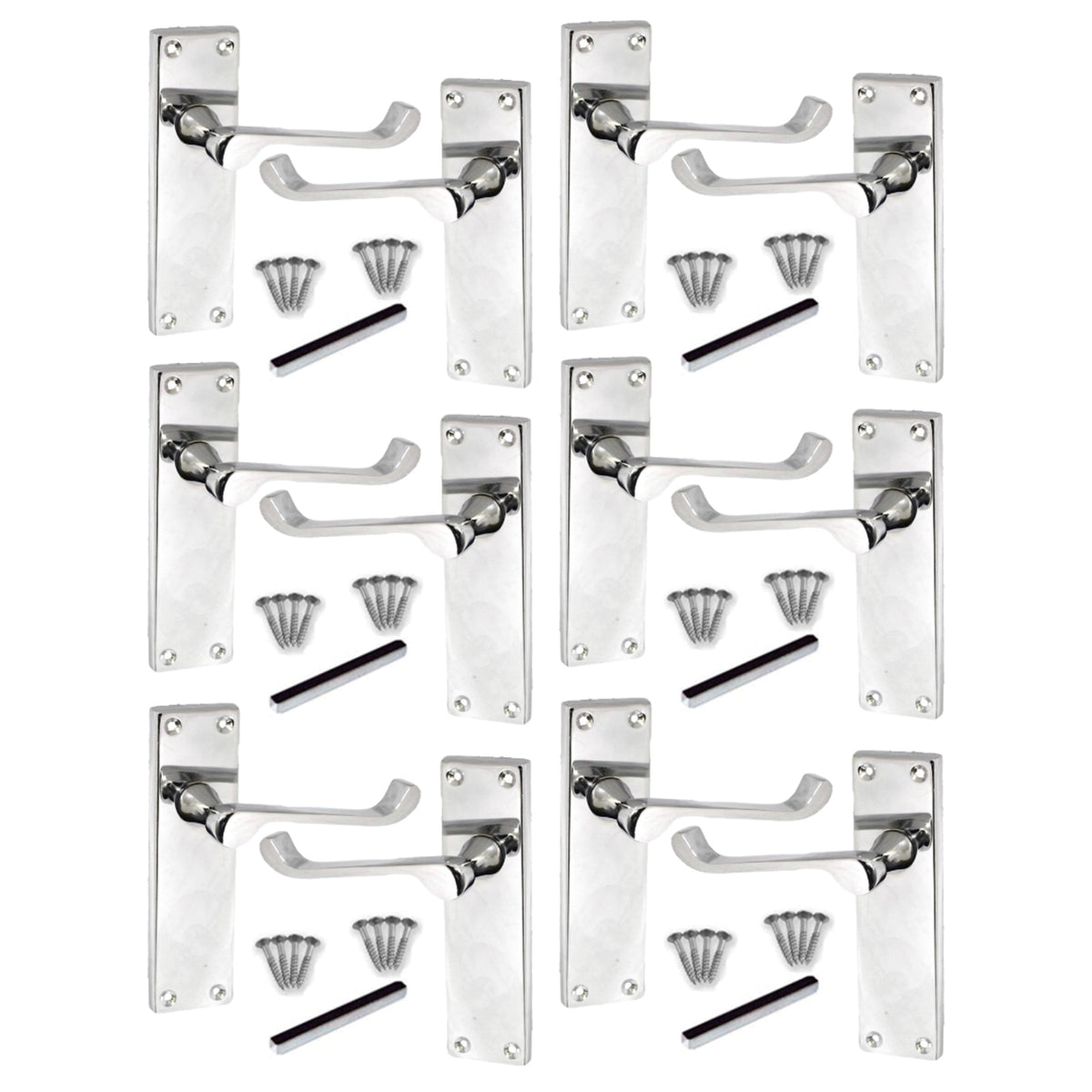 Marketplace JPG companion for Multipack Door Handles Victorian Scroll Lever Latch - Chrome Pack 1/4/6 Pairs - 150mm X 42mm