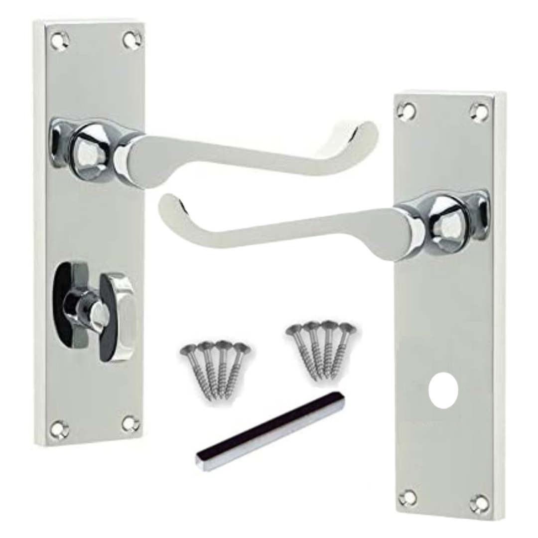 MULTIPACK Door Handles Victorian Scroll Lever Bath Lock - Chrome 1/4/6 Pairs