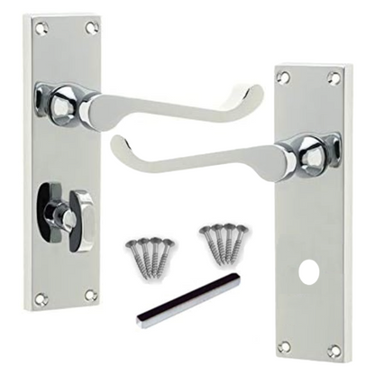 MULTIPACK Door Handles Victorian Scroll Lever Bath Lock - Chrome 1/4/6 Pairs