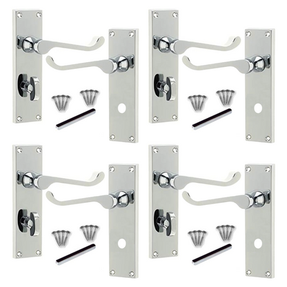 MULTIPACK Door Handles Victorian Scroll Lever Bath Lock - Chrome 1/4/6 Pairs
