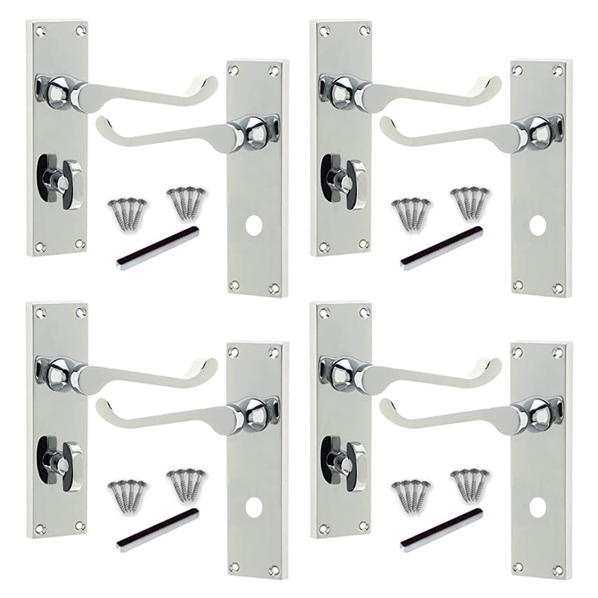 Marketplace JPG companion for Multipack Door Handles Victorian Scroll Lever Bath Lock - Chrome 1/4/6 Pairs - 150mm X 40mm