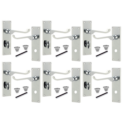 MULTIPACK Door Handles Victorian Scroll Lever Bath Lock - Chrome 1/4/6 Pairs