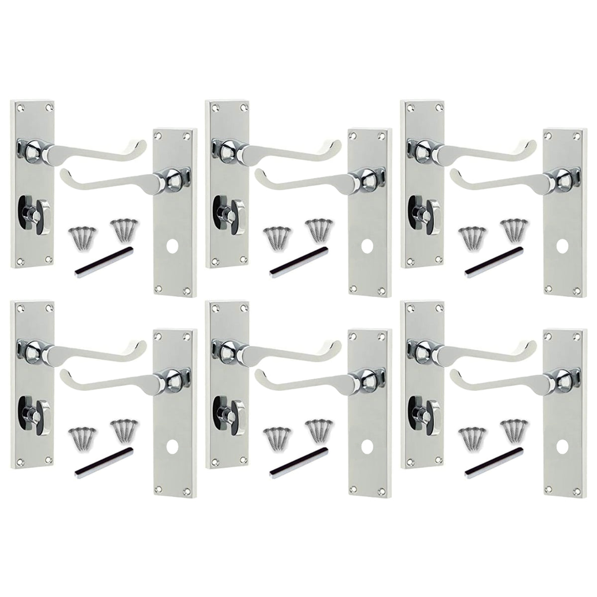 Marketplace JPG companion for Multipack Door Handles Victorian Scroll Lever Bath Lock - Chrome 1/4/6 Pairs - 150mm X 40mm