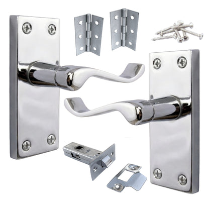 Multipack Door Handles Chrome Scroll Lever Latch with Tubular Latch 1/4/6 Pairs