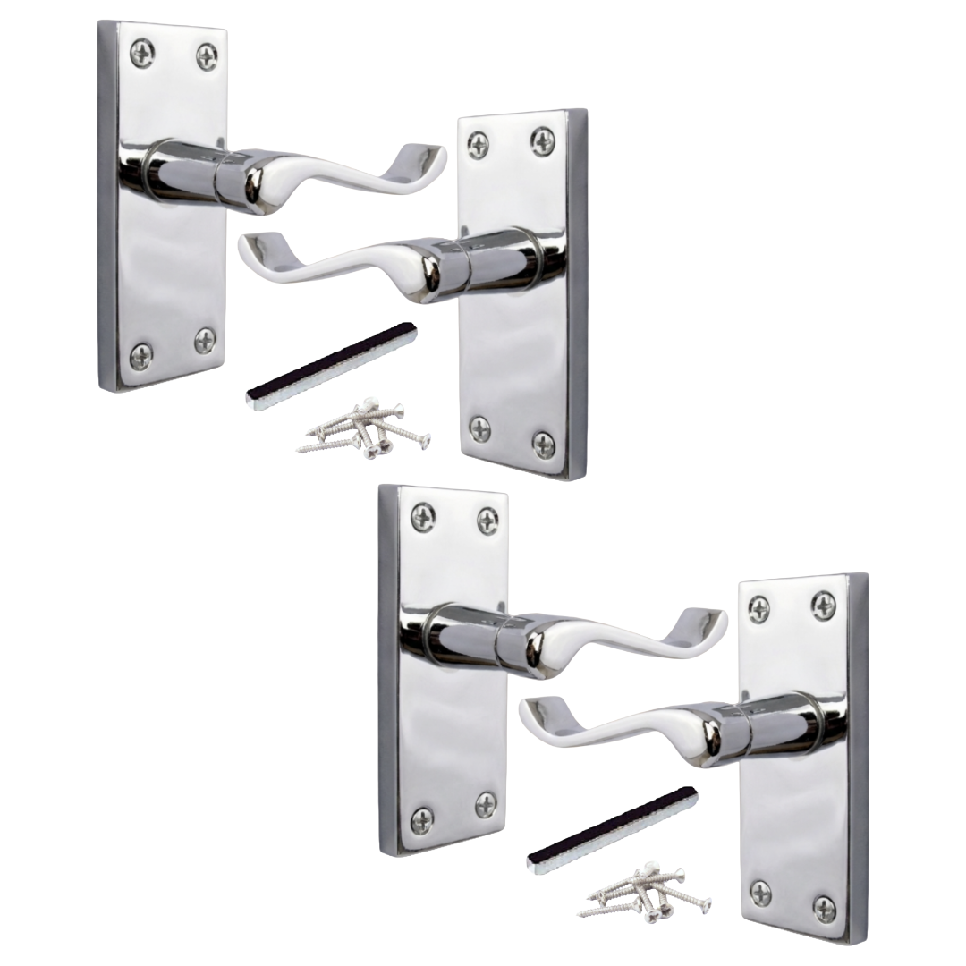 Multipack Victorian Scroll Latch Door Handle - Chrome 1-8 Pairs - 118mm