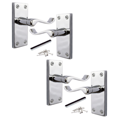 Multipack Victorian Scroll Latch Door Handle - Chrome 1-8 Pairs - 118mm