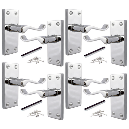 Multipack Victorian Scroll Latch Door Handle - Chrome 1-8 Pairs - 118mm