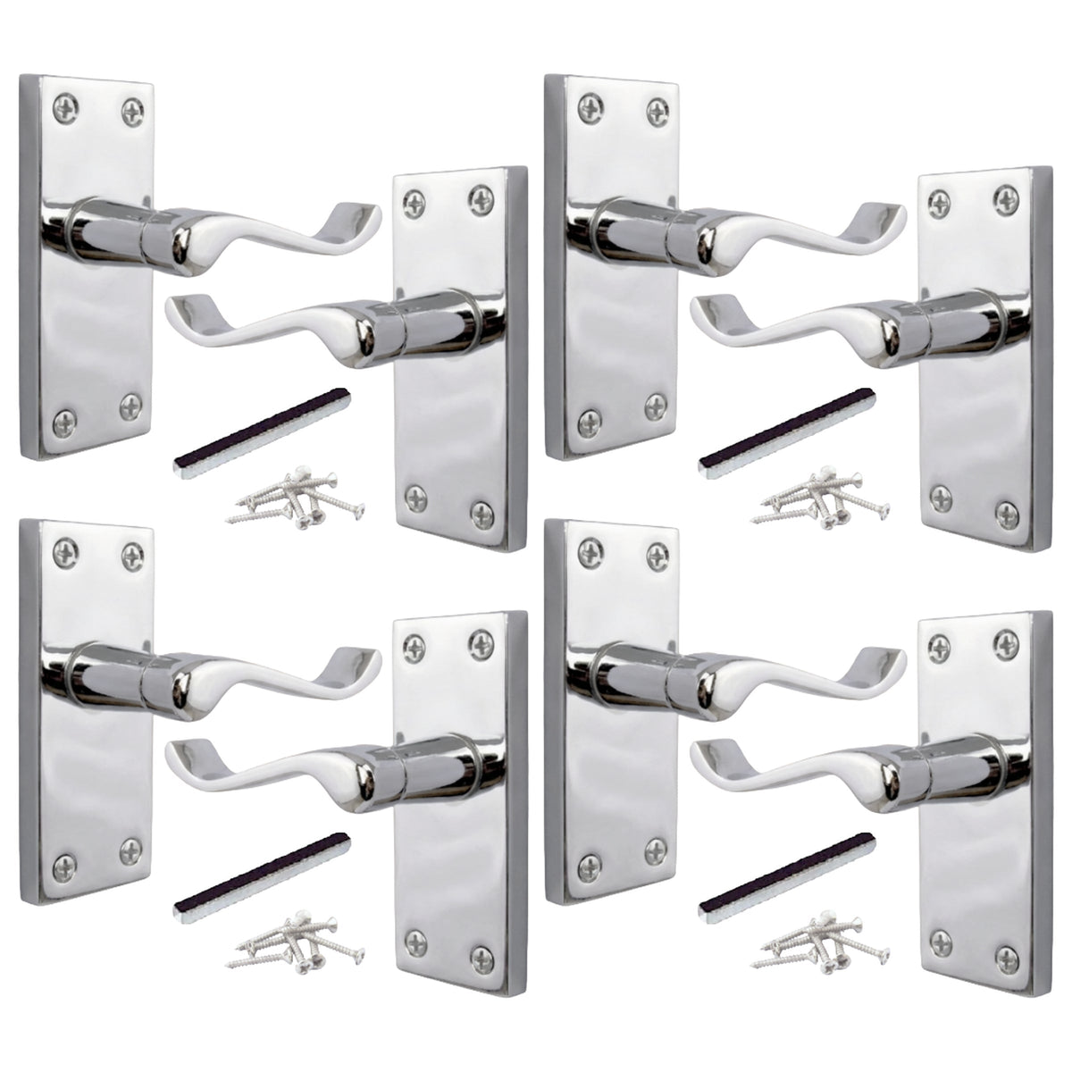 Marketplace JPG companion for Multipack Victorian Scroll Latch Door Handle - Chrome 1-8 Pairs - 118mm