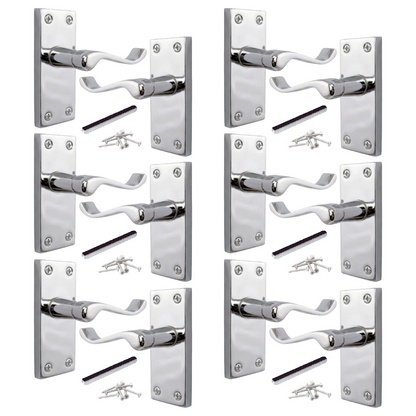 Multipack Victorian Scroll Latch Door Handle - Chrome 1-8 Pairs - 118mm
