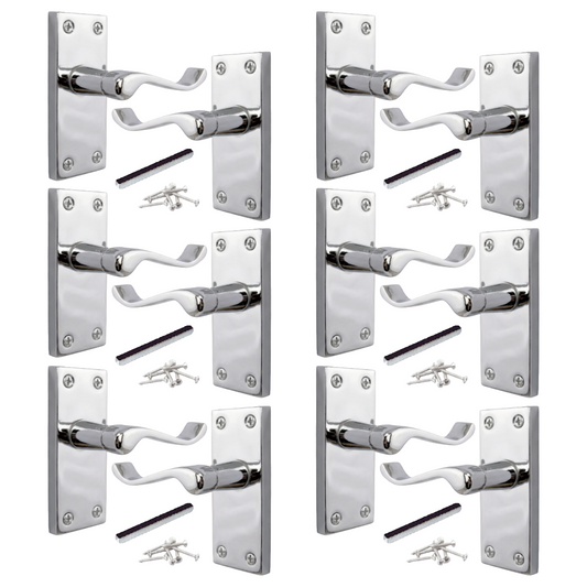 Poignée de porte à loquet à volutes victorienne - Chrome, 1/2/4/6 paires