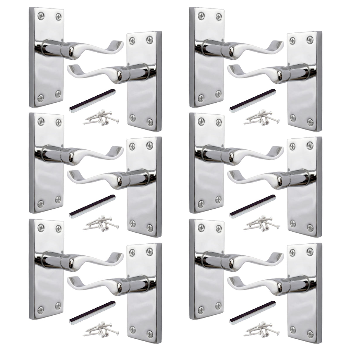 Marketplace JPG companion for Multipack Victorian Scroll Latch Door Handle - Chrome 1-8 Pairs - 118mm