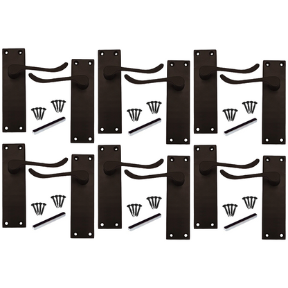 MULTIPACK Door Handles Victorian Scroll Lever 150mm Latch - Matt Black 1/4/6 Pairs