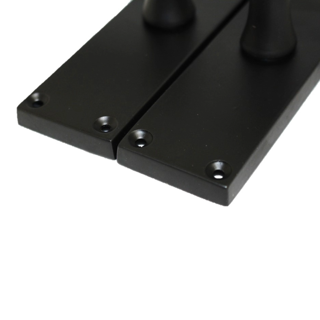 Door Handles Scroll Lever Internal Latch - Matt Black Pack Hinges 118 x 40mm