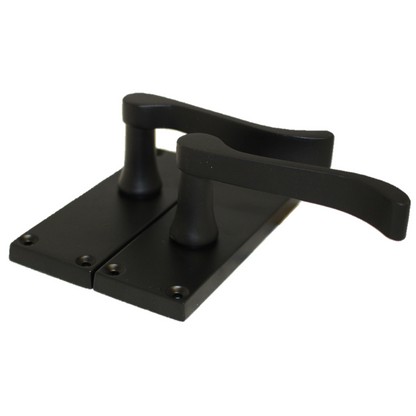 Door Handles Scroll Lever Internal Latch - Matt Black Pack Hinges 118 x 40mm