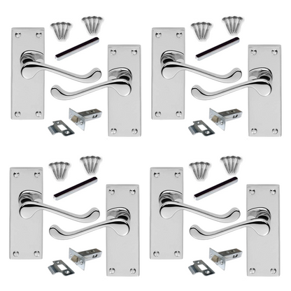 Poignées de porte chromées à levier et loquet tubulaire, lot de 1, 4 ou 6 paires