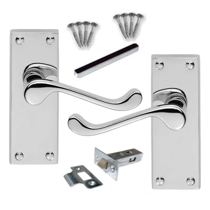 Poignées de porte chromées à levier et loquet tubulaire, lot de 1, 4 ou 6 paires