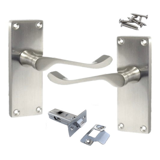 Door Handles Scroll Lever Internal Latch - Satin Pack 118 x 40mm