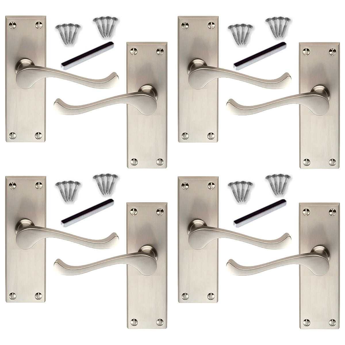 Marketplace JPG companion for Multipack Door Handles Scroll Lever Internal Latch - Satin 1/4/6 Pairs