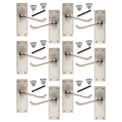 Poignées de porte à levier à défilement et loquet interne - Satin, 1/4/6 paires