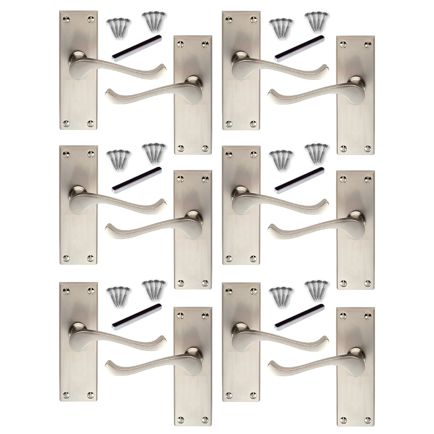 Marketplace JPG companion for Multipack Door Handles Scroll Lever Internal Latch - Satin 1/4/6 Pairs