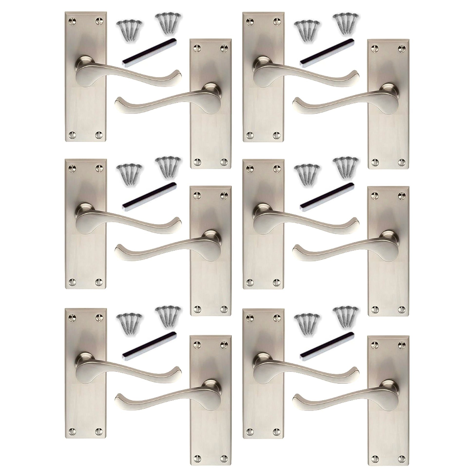 Marketplace JPG companion for Multipack Door Handles Scroll Lever Internal Latch - Satin 1/4/6 Pairs