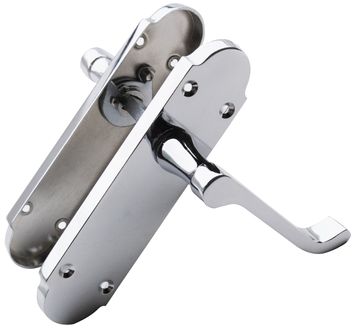 Epsom Door Handle Latch Victorian Scroll Lever - Chrome