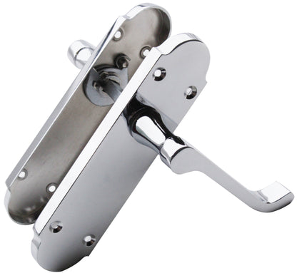 Epsom Door Handle Latch Victorian Scroll Lever - Chrome