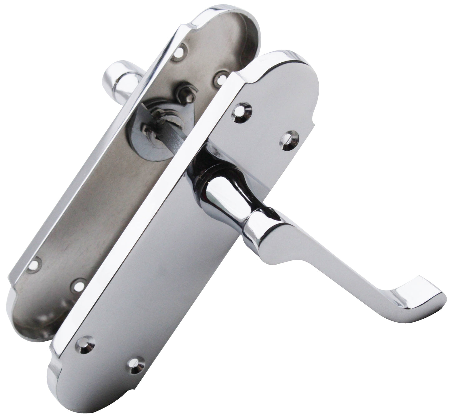 Epsom Door Handle Latch Victorian Scroll Lever - Chrome Pack