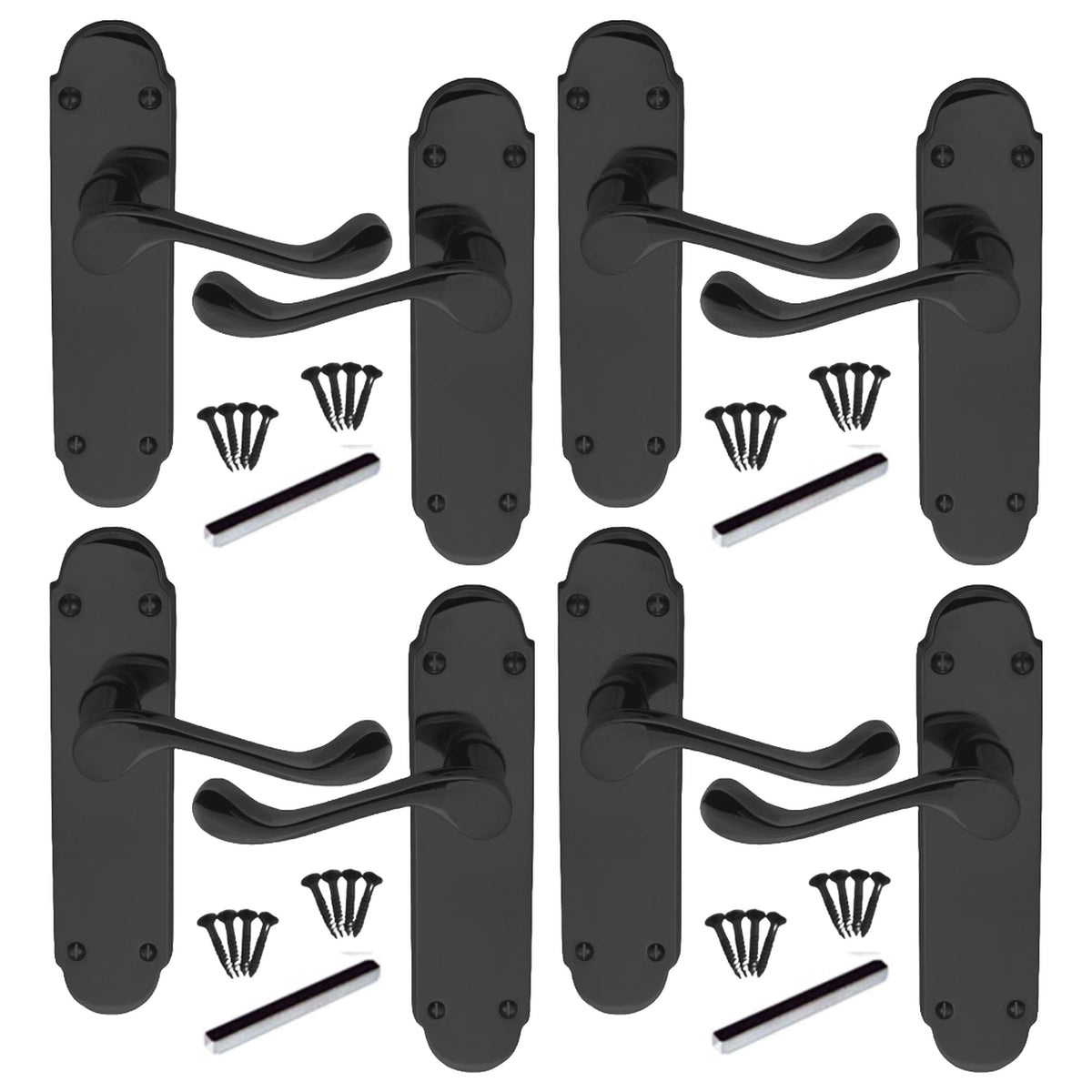 Marketplace JPG companion for Multipack Door Handles Epsom Latch Black Nickel Victorian Scroll Lever 1/4/6 Pairs