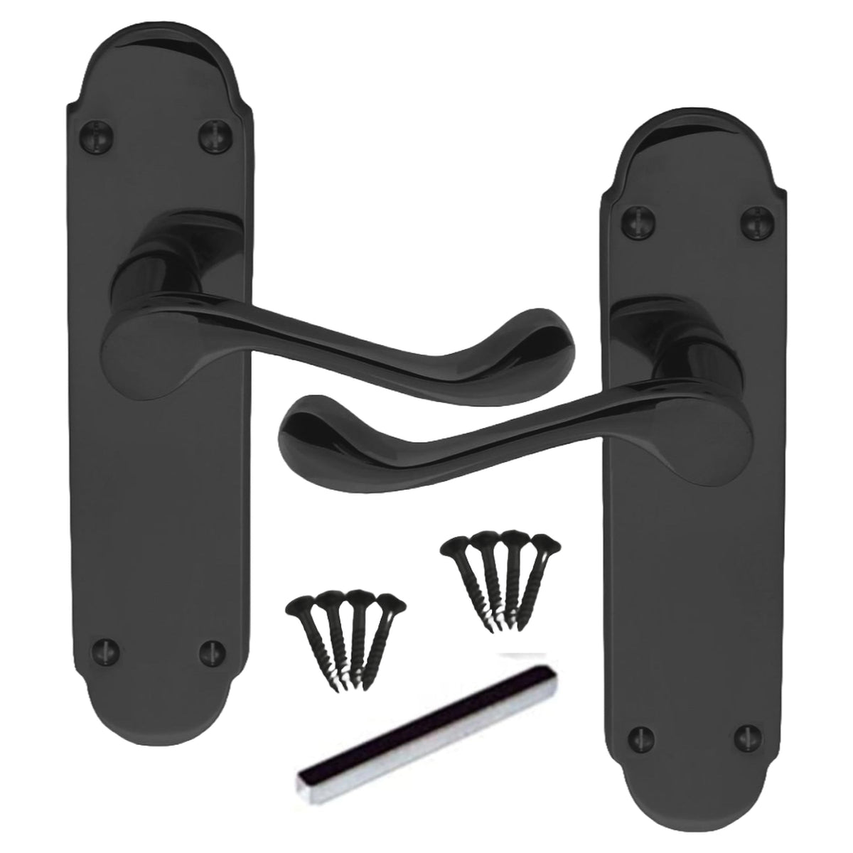 Marketplace JPG companion for Multipack Door Handles Epsom Latch Black Nickel Victorian Scroll Lever 1/4/6 Pairs