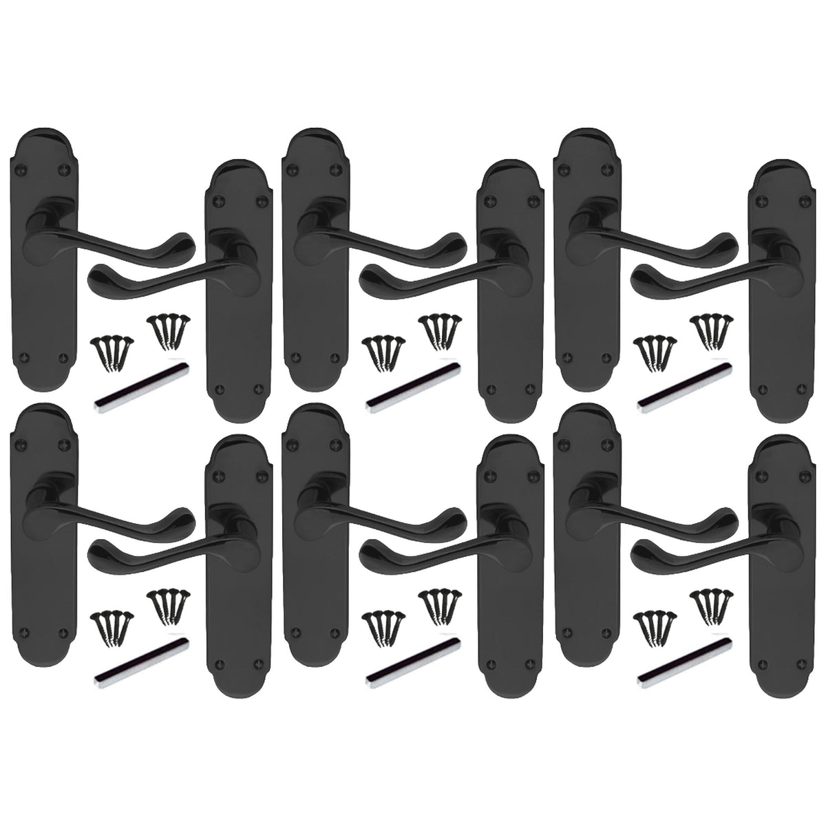Marketplace JPG companion for Multipack Door Handles Epsom Latch Black Nickel Victorian Scroll Lever 1/4/6 Pairs