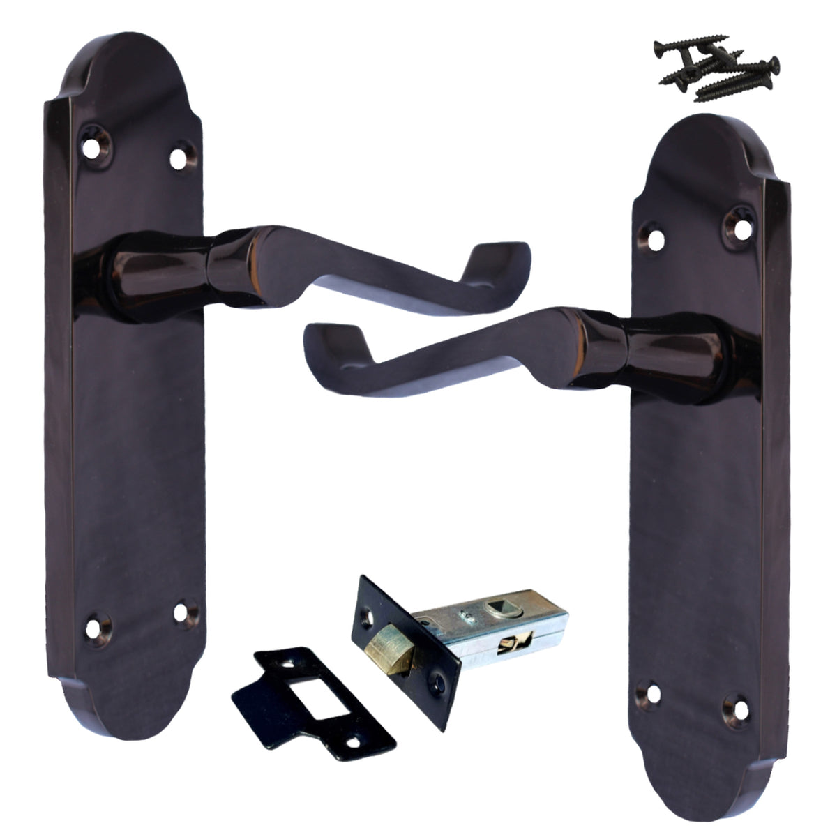 Marketplace JPG companion for Epsom Door Handle Latch Scroll Lever - Black Nickel Pack