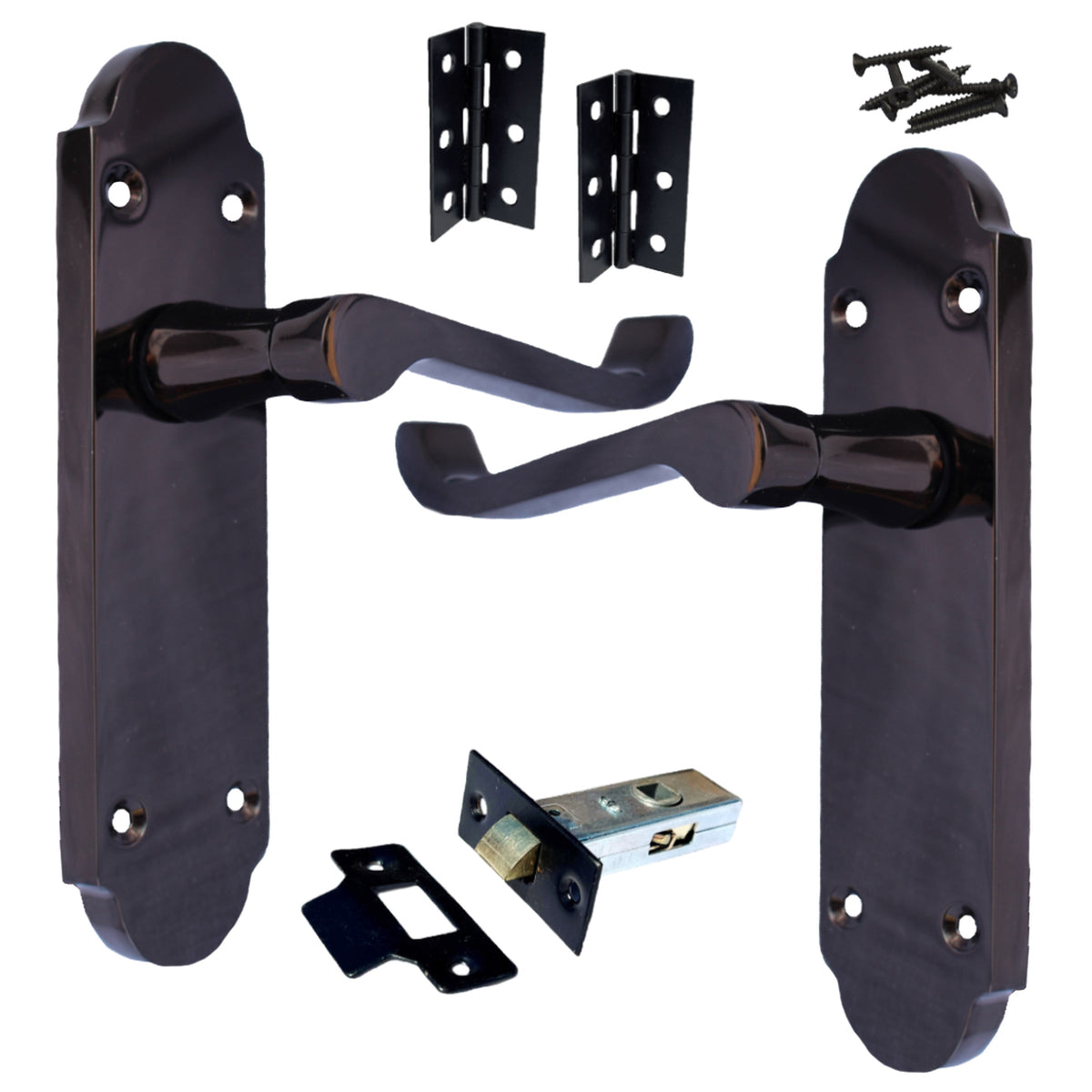Marketplace JPG companion for Epsom Door Handle Latch Scroll Lever - Black Nickel Pack Hinges